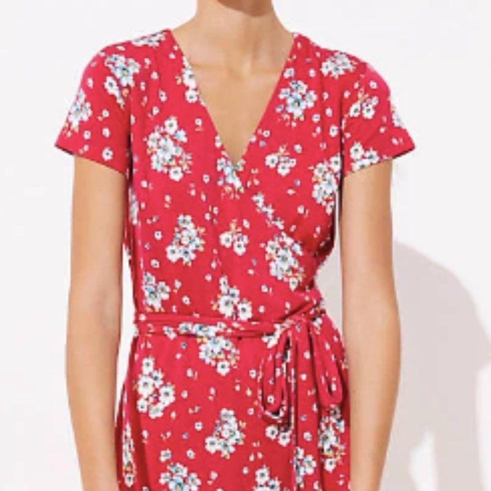 Loft Pink Floral Wrap Dress